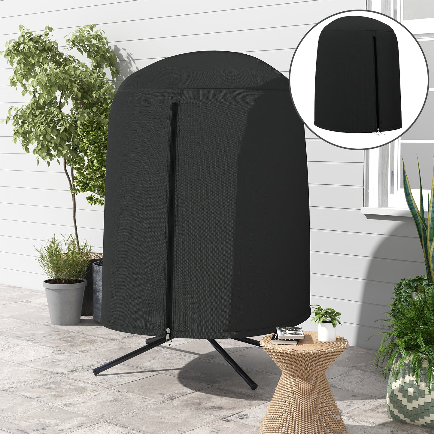 Outsunny 190 x Ø128cm Hanging Egg Chair Furniture Cover - Black