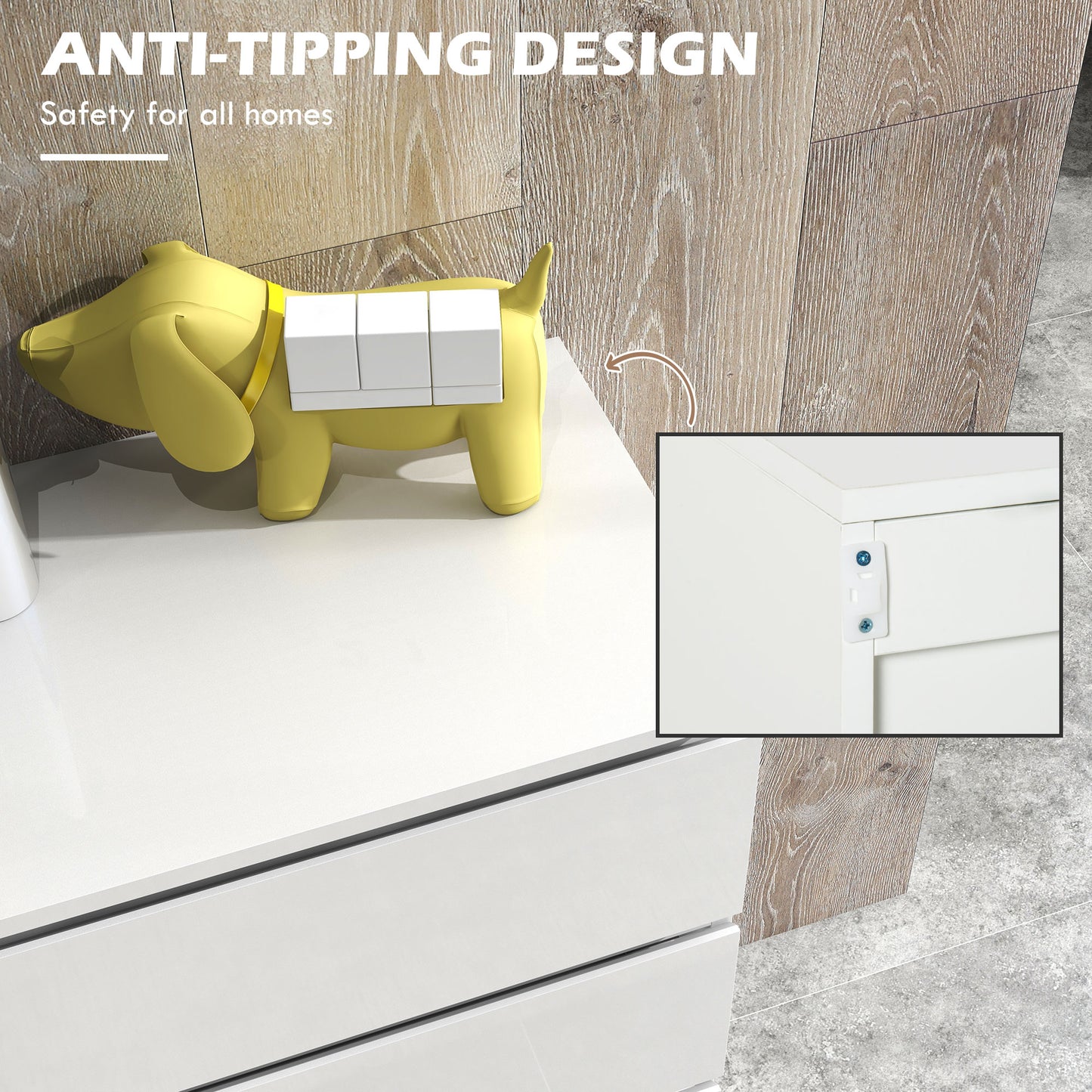 HOMCOM High Gloss Chest of Drawers, 4-Drawer Storage Cabinets, Modern Dresser, Storage Drawer Unit for Bedroom