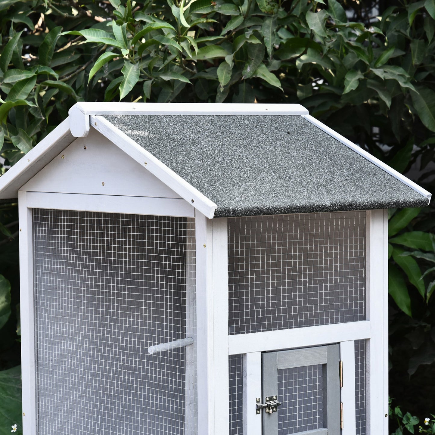 PawHut Wooden Outdoor Bird Cage, Featuring a Large Play House with Removable Bottom Tray 4 Perch