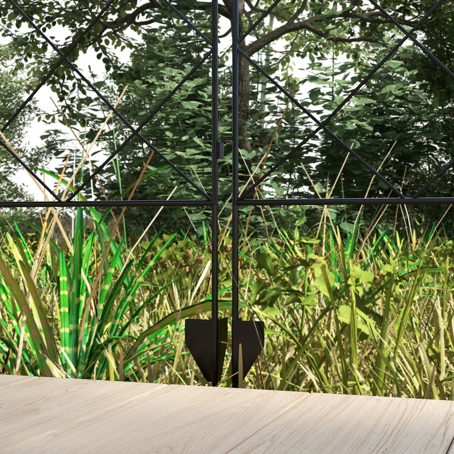 Outsunny Steel Decorative Swirls Outdoor Picket Fence Panels Set of 4 Black