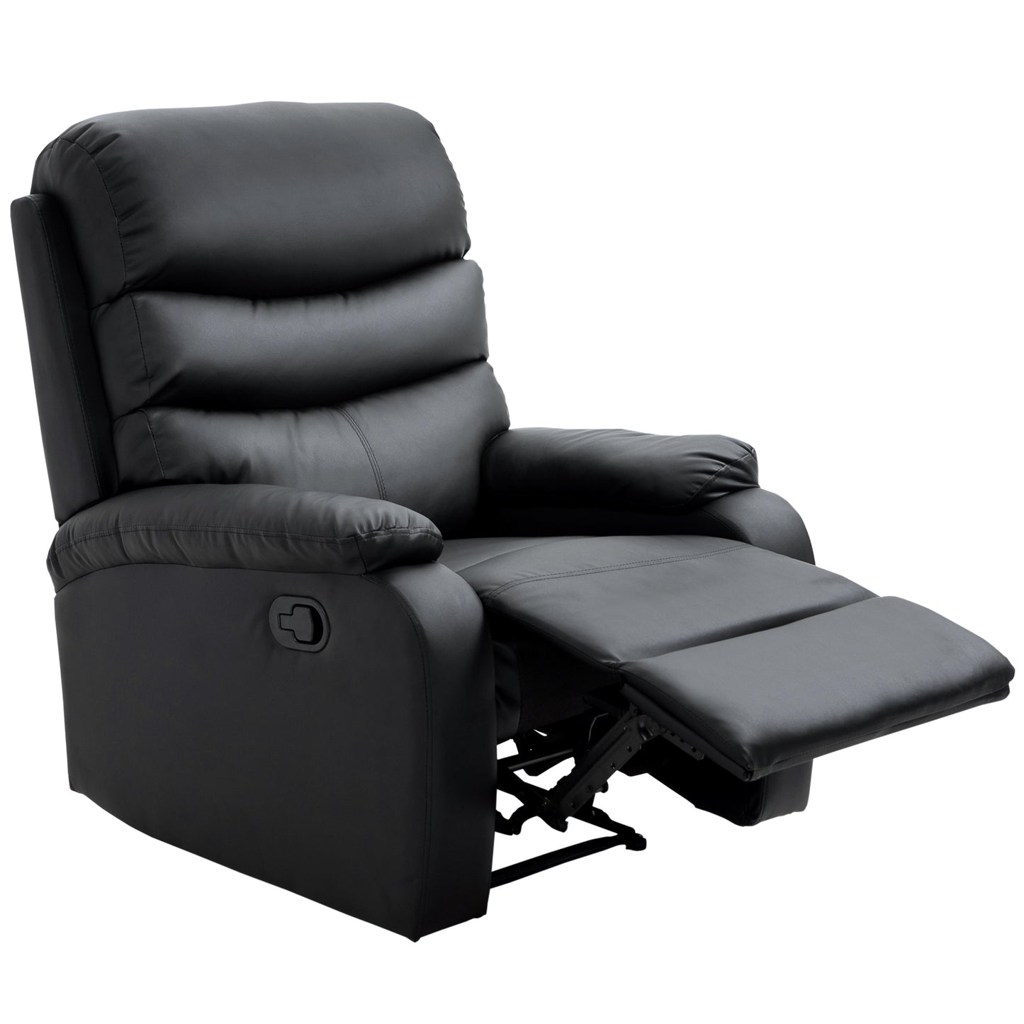 HOMCOM Living Room Chair Recliner Manual Recliner Sofa With Footrest Armchair  Cushion Padded Seat With Armrest Living Room Furniture PU Black