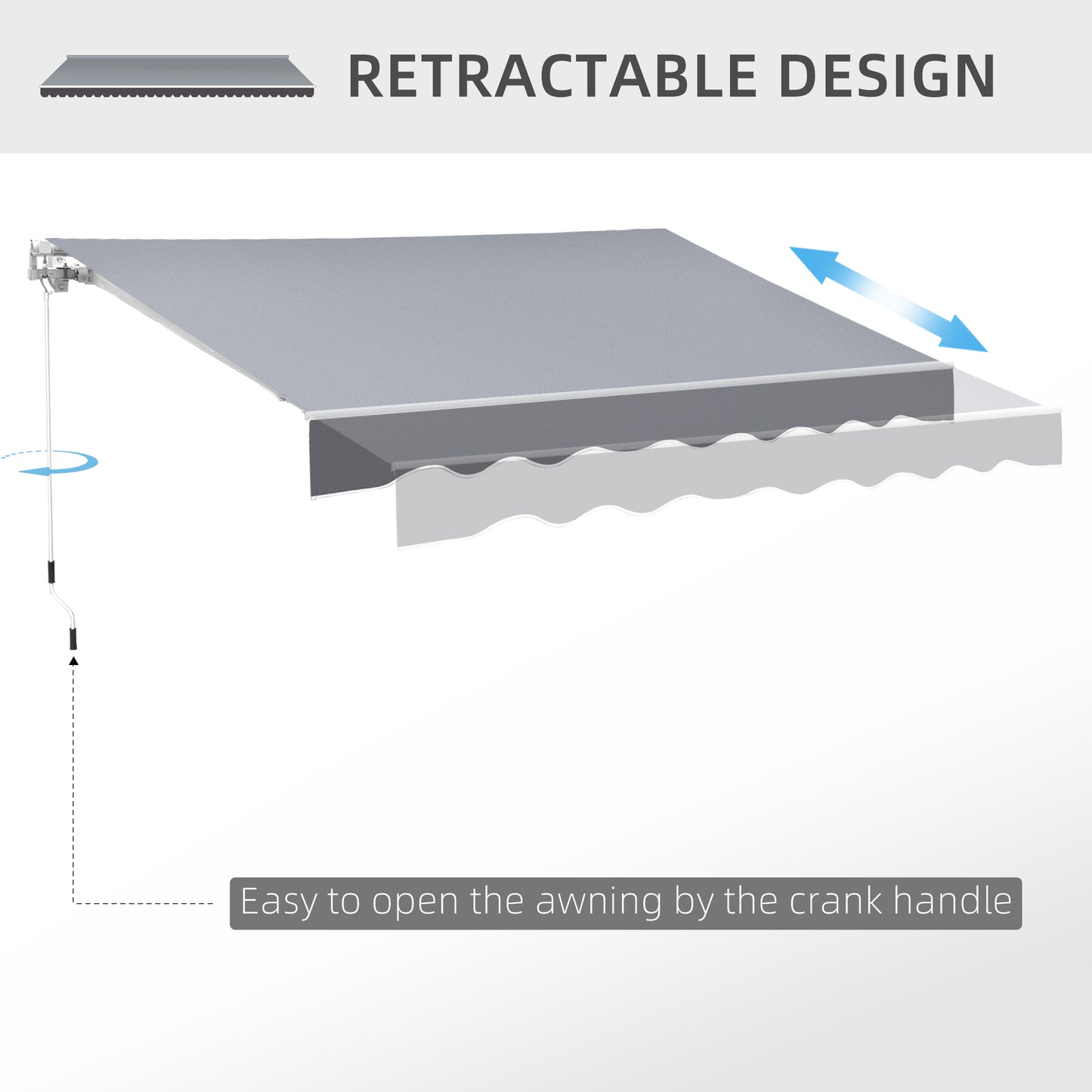 Outsunny Manual Retractable Patio Awning Shelter UV Protection, 2.5mx2m