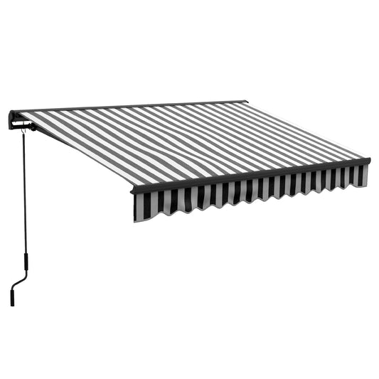Outsunny 3 x 2m Aluminium Frame Electric Awning, Retractable Awning Sun Canopies for Patio Door Window, Grey and White