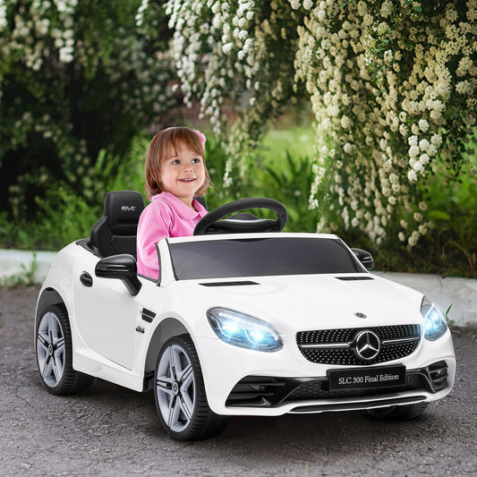 AIYAPLAY Mercedes Benz SLC 300 Licensed 12V Kids Electric Ride On Car with Parental Remote Two Motors Music Lights Suspension Wheels for 3-6 Years White