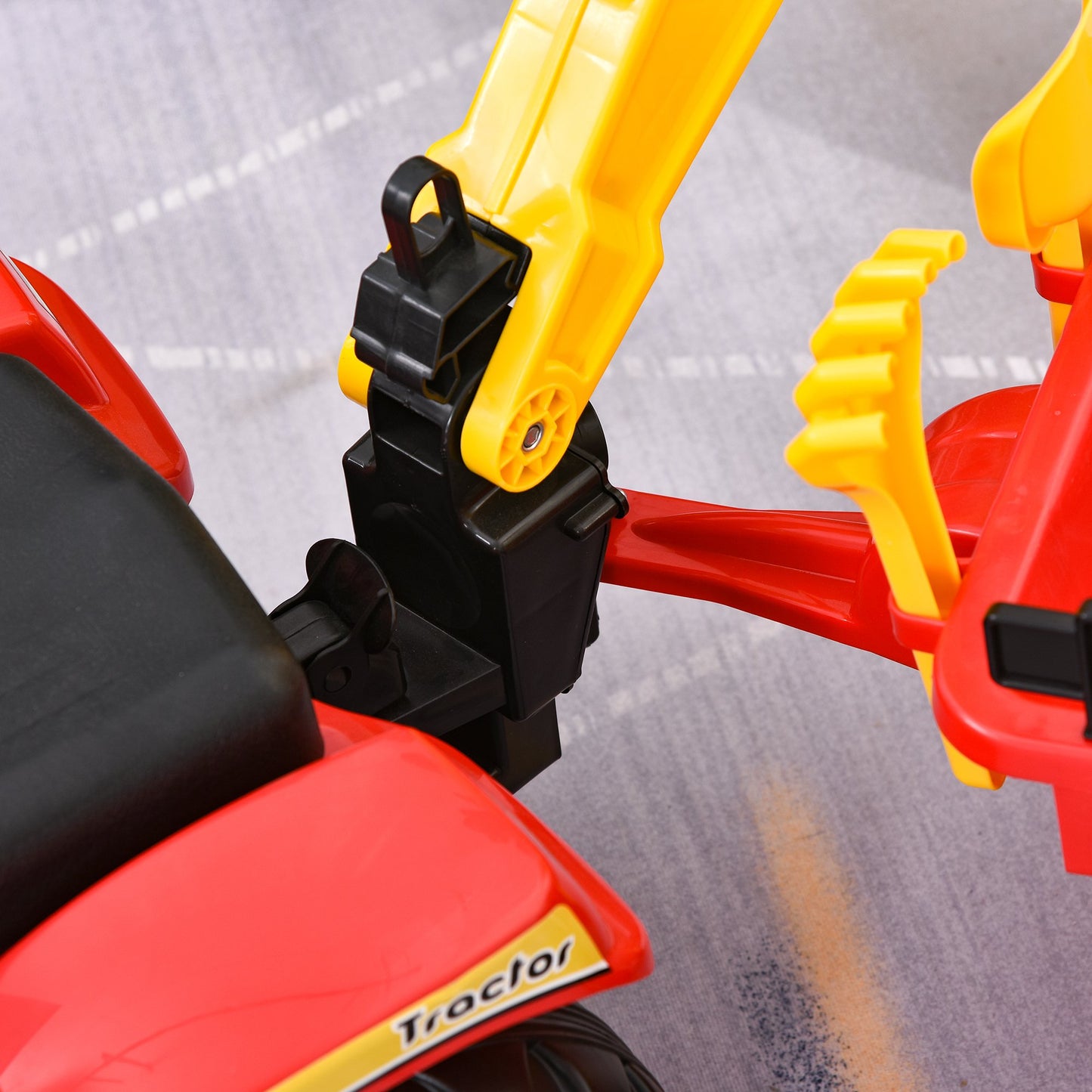 HOMCOM Kids Controllable Excavator Plastic Ride On Pedal Truck Red/Yellow