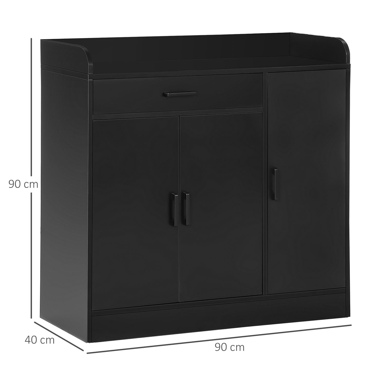 HOMCOM Modern Sideboard with Storage Cabinet, Floor Cupboard with Drawer for Living Room, Bedroom, Hallway, Black
