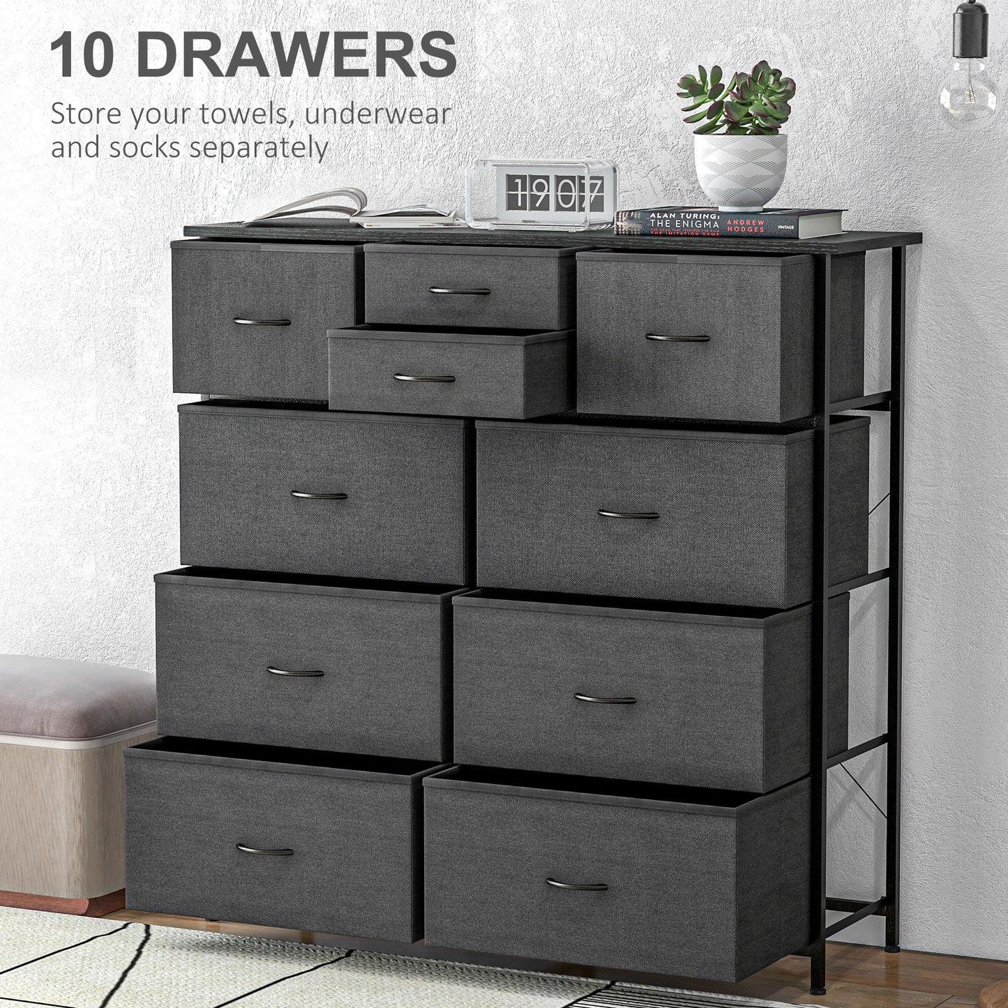 Black 10 shop drawer dresser