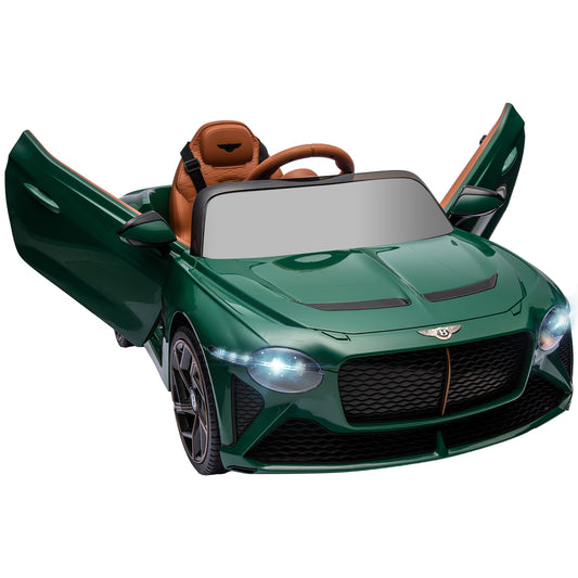 HOMCOM Bentley Bacalar Licensed 12V Kids Electric Ride on Car with Remote Control, Powered Electric Car with Portable Battery, Music, Horn, Lights, Suspension Wheels, for Ages 3-5 Years - Green