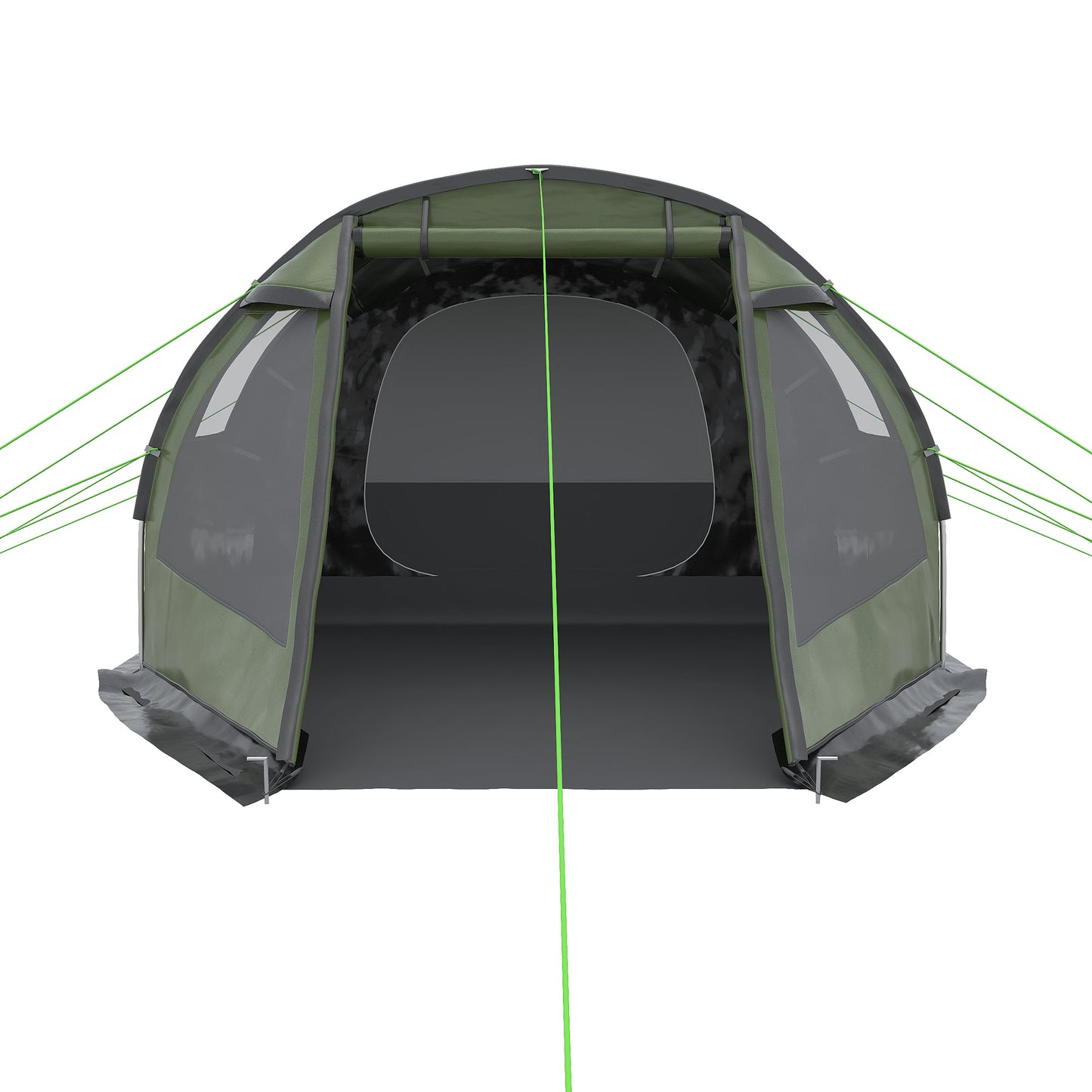 Outsunny Two Room Tunnel Tent Camping Tent for  3-4 Man with Windows, Covers, Carry Bag, for Fishing, Hiking, Sports, Green