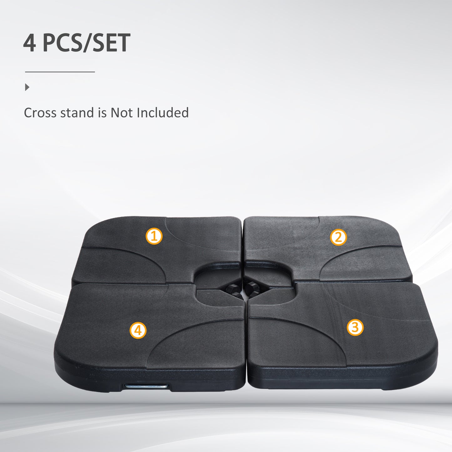 Outsunny 4 pc Parasol Base Heavy Duty Plastic Umbrella Weight Base-Black