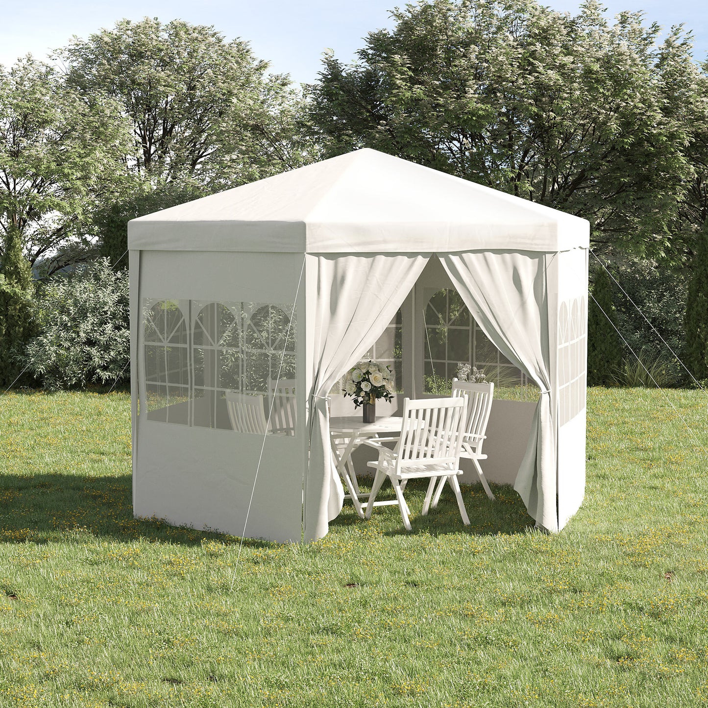 Outsunny 3.4m Outdoor Gazebo Canopy Party Tent with 6 Removable Side Walls for Garden