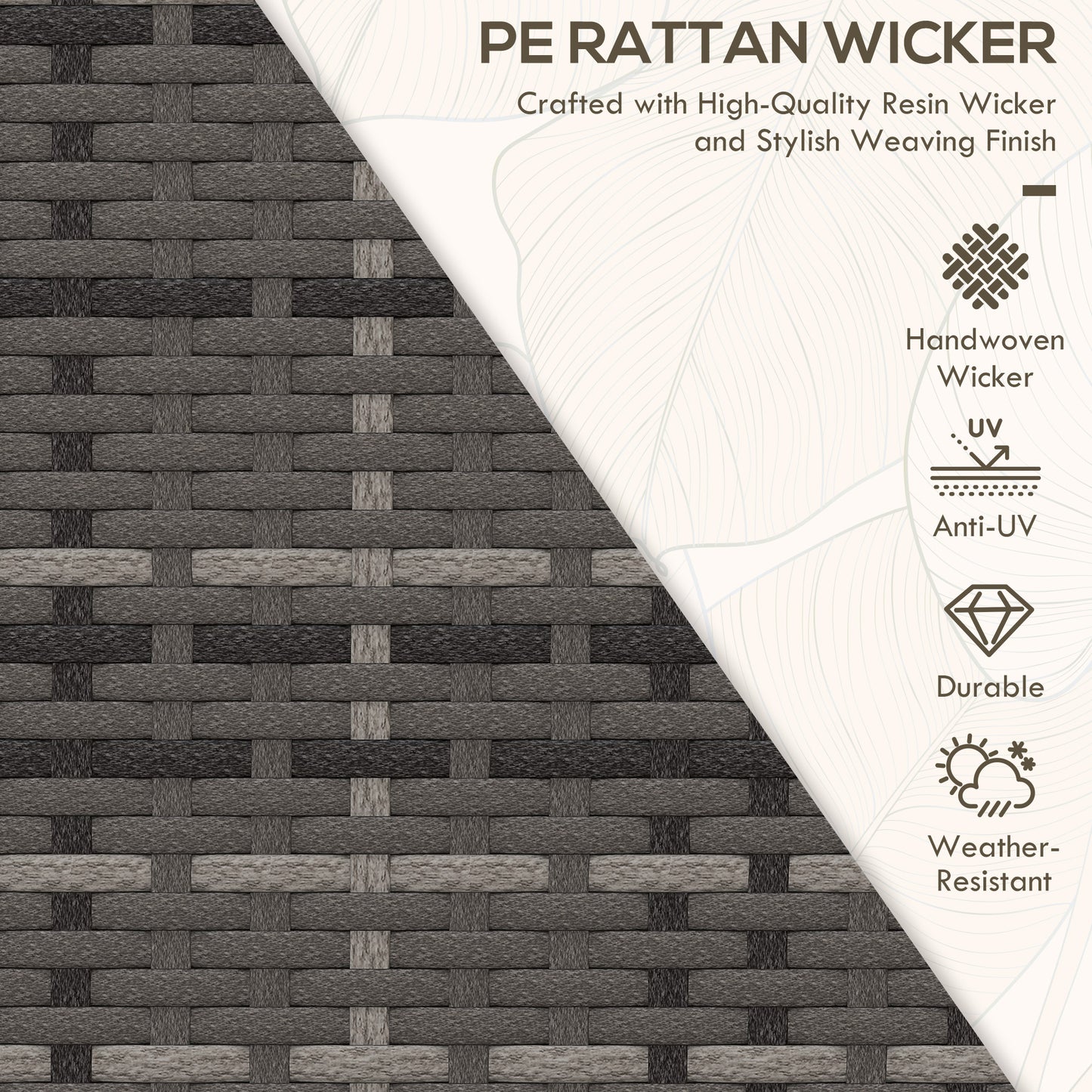 Outsunny 2 Seater Patio Rattan Wicker Chaise Lounge Sofa Set w/ Cushion for Patio Yard Porch