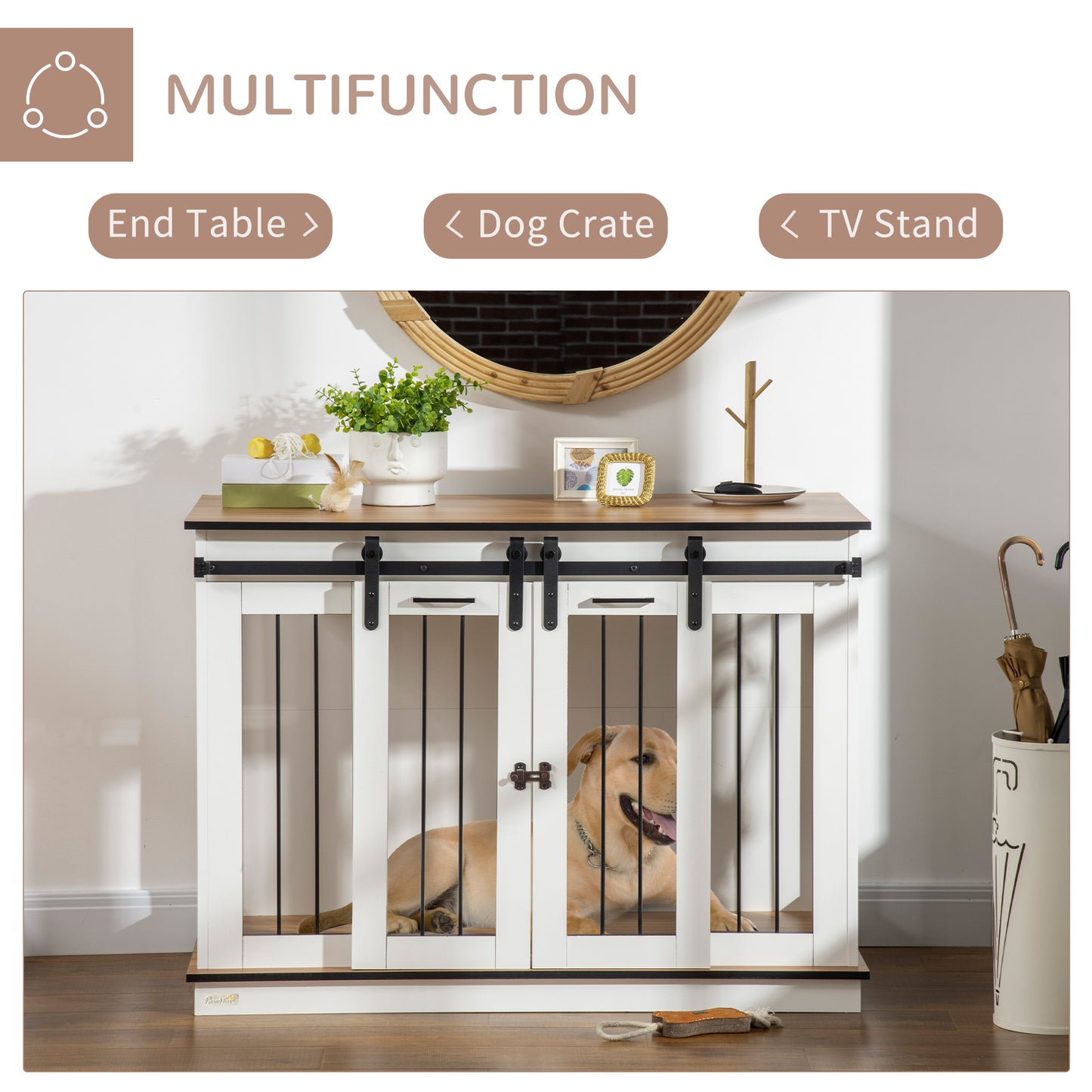 PawHut Two-Room Modern Dog Crate, with Removable Divider