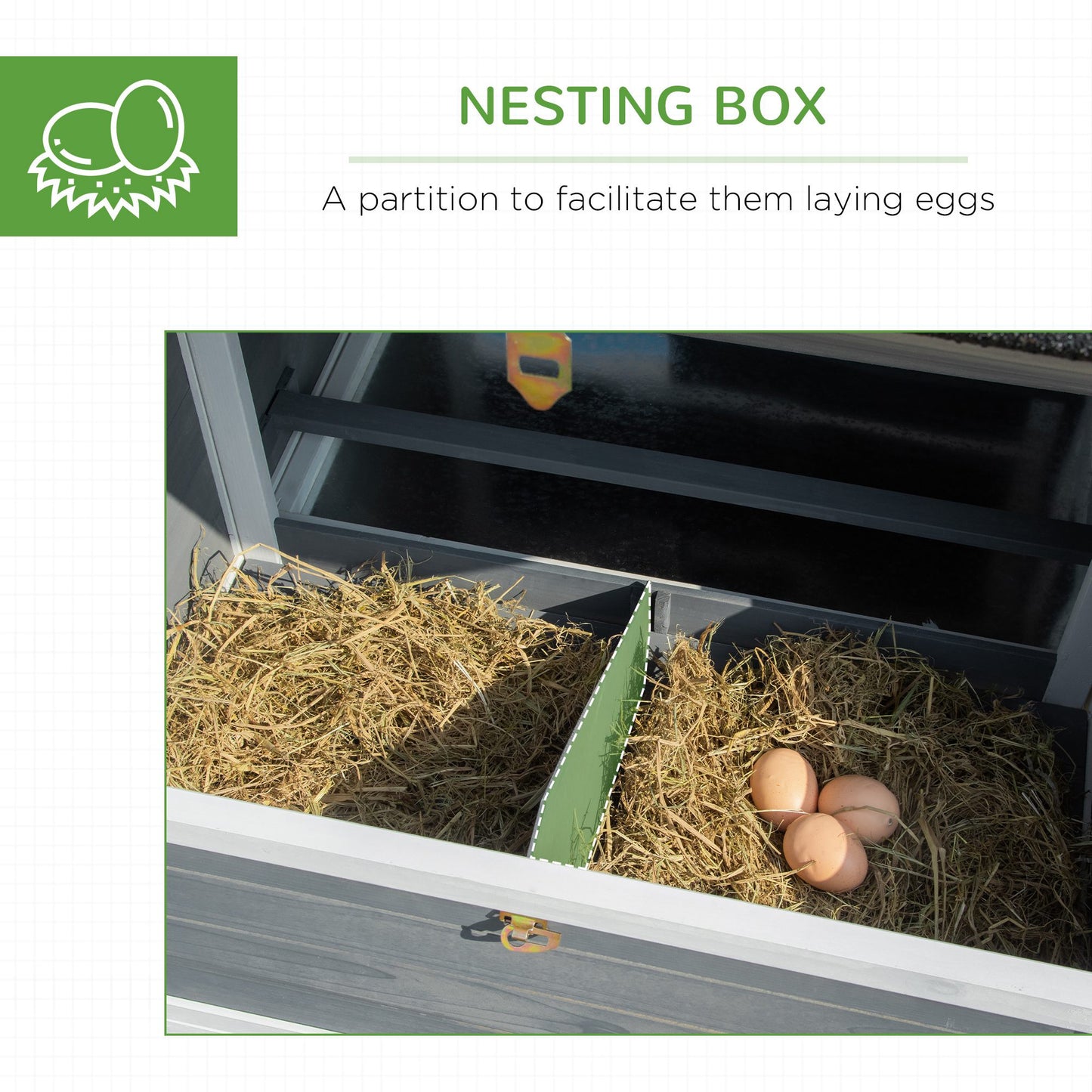 PawHut Deluxe Chicken Coop, Hen House, Wooden Poultry Cage with Plant Box, Openble Roof, Outdoor Run, Nesting Box, Removable Tray, 191.5 x 80 x 90cm