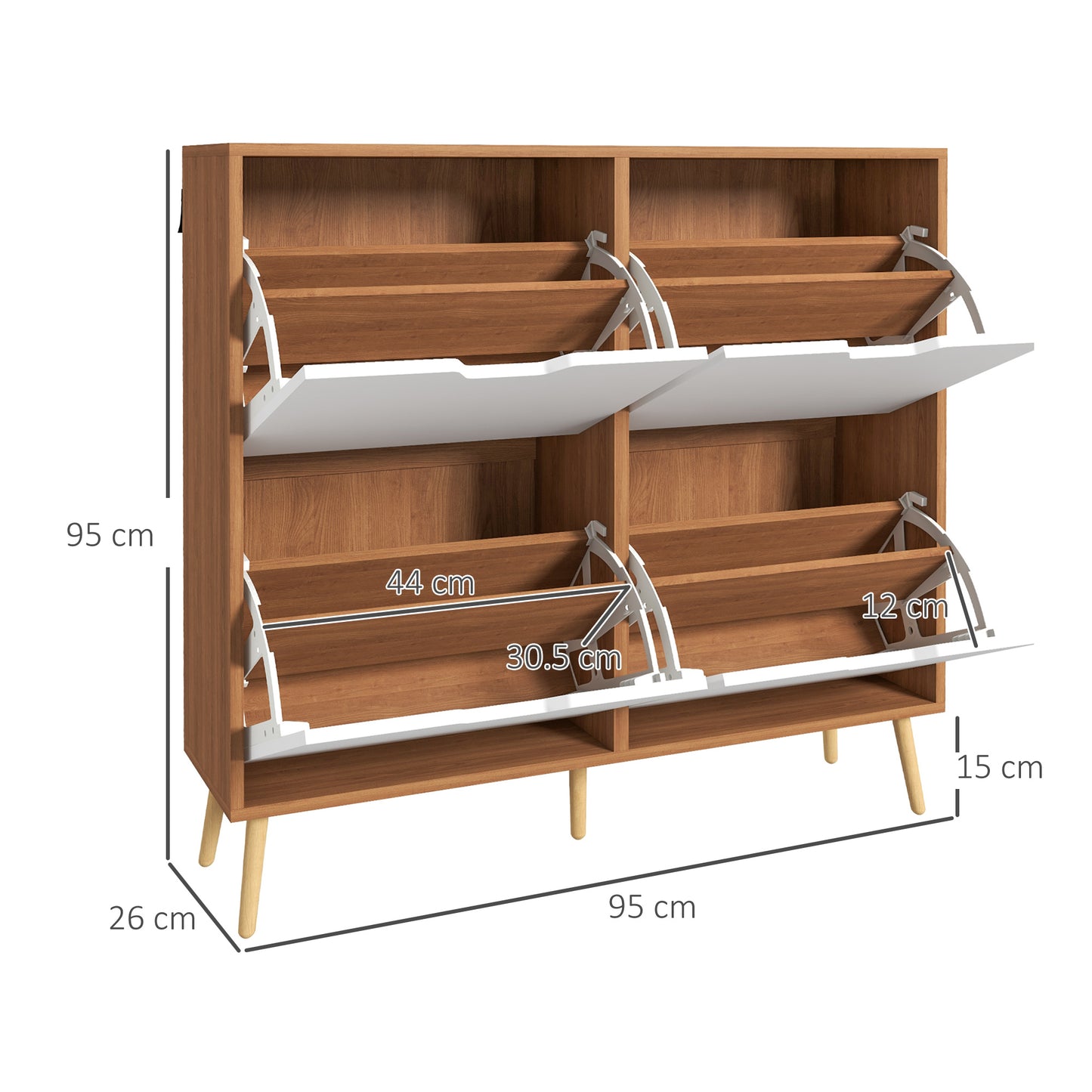 HOMCOM Shoe Storage Cabinet, 4 Flip Drawers, Shoe Organizer for 16 Pairs of Shoes, Natural