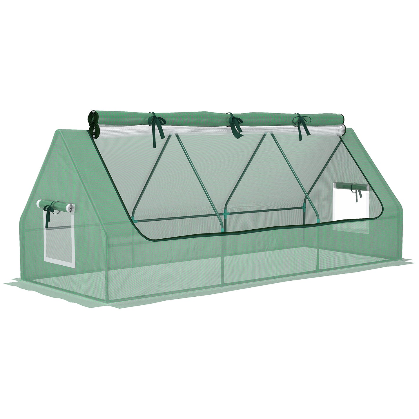 Outsunny Portable Small Polytunnel with Mesh Windows for Indoor and Outdoor, 240x90x90cm, Green