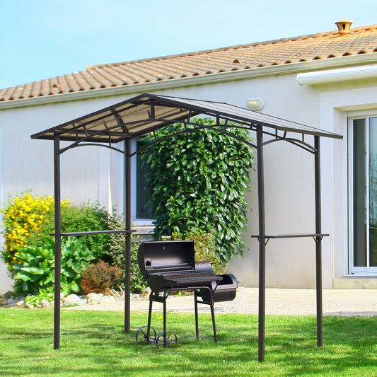 Outsunny 2.5 x 1.5m Grill Gazebo Outdoor BBQ Gazebo Canopy with Side Shelves PC Roof Aluminium
