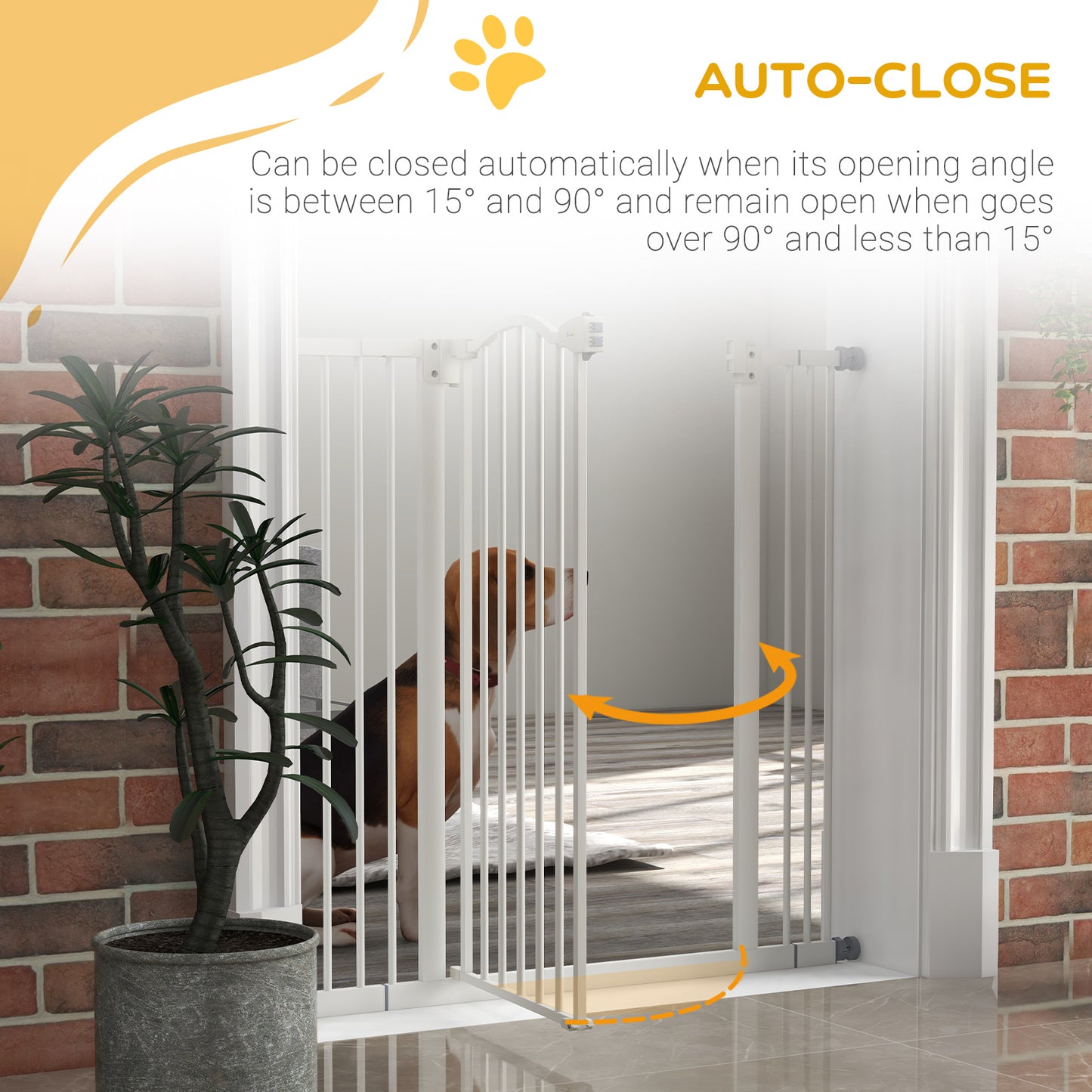 PawHut Metal Pet Safety Gate Dog Gate Folding Fence, White