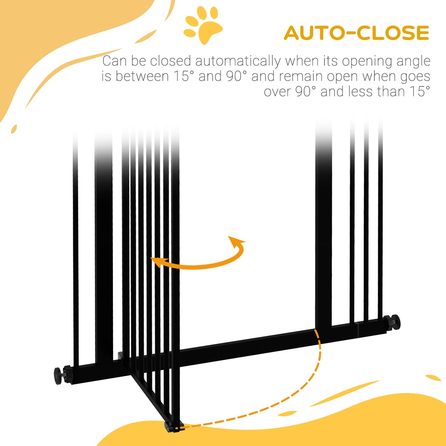 PawHut Metal Pet Safety Gate Dog Gate Folding Fence, Black