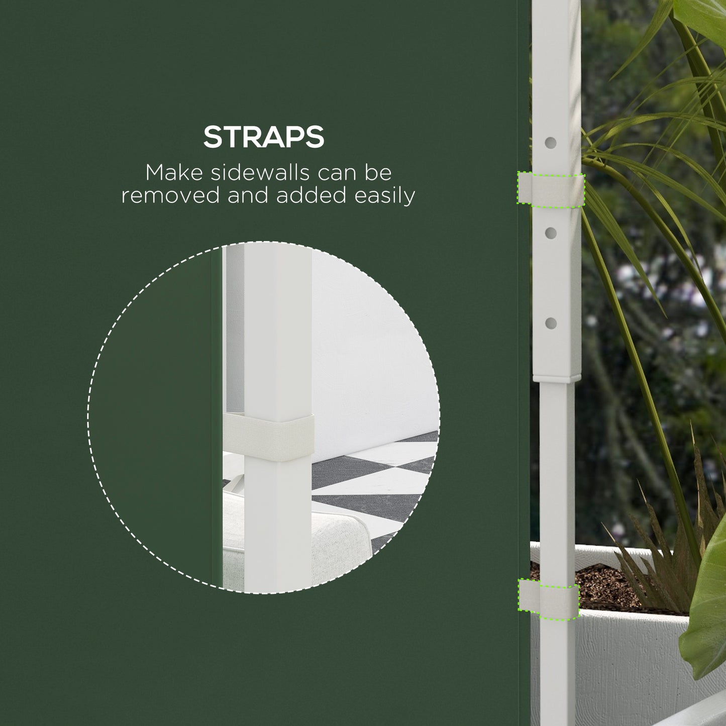 Outsunny Gazebo Side Panels 2 Pack Sides Replacement for 3x3(m) or 3x6m Pop Up Gazebo with Windows and Doors Green