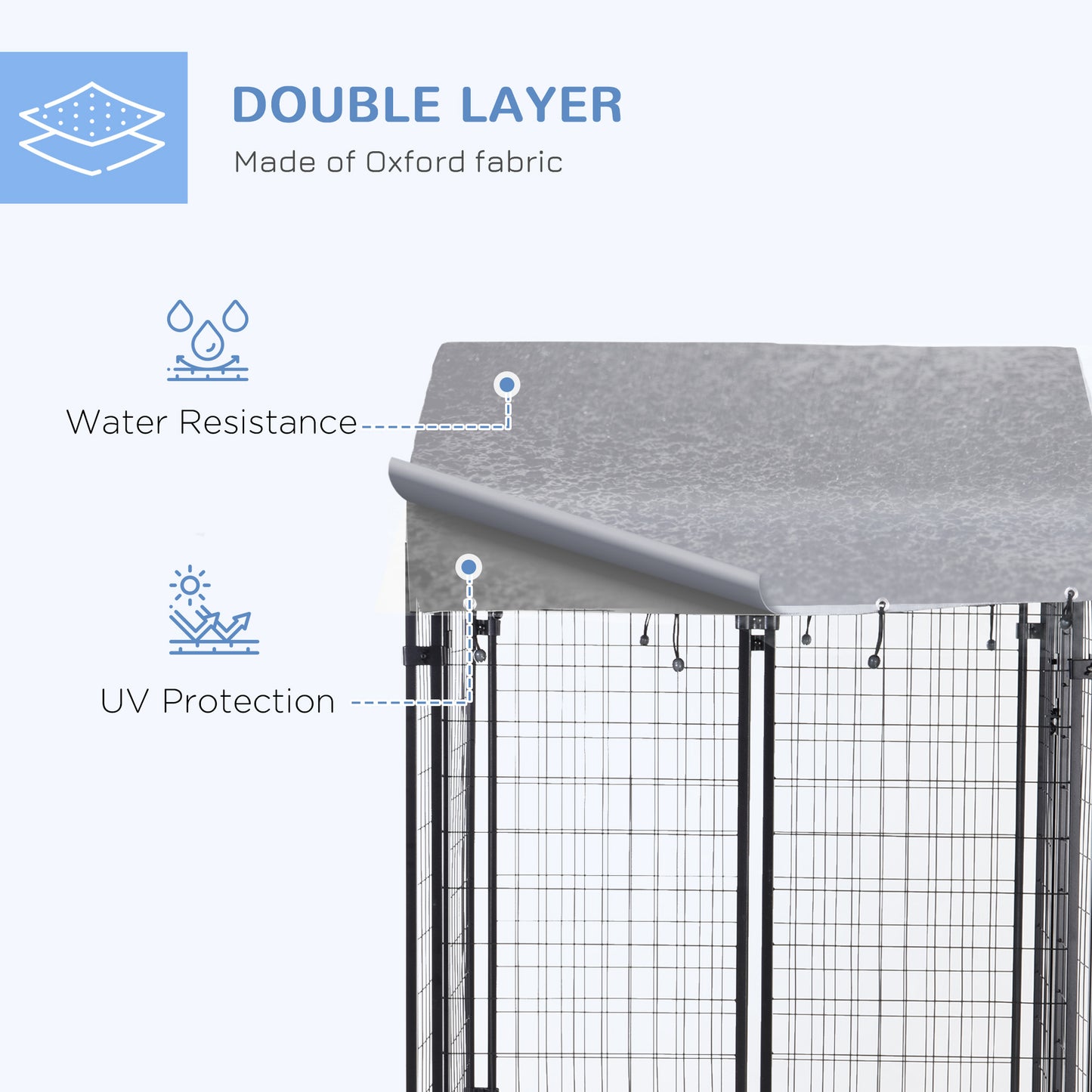 PawHut Outdoor Dog Kennel, Dog Run with UV-Resistant Canopy & Lockable Design, Metal Playpen Fence for Small and Medium Dogs, 120 x 120 x 138 cm