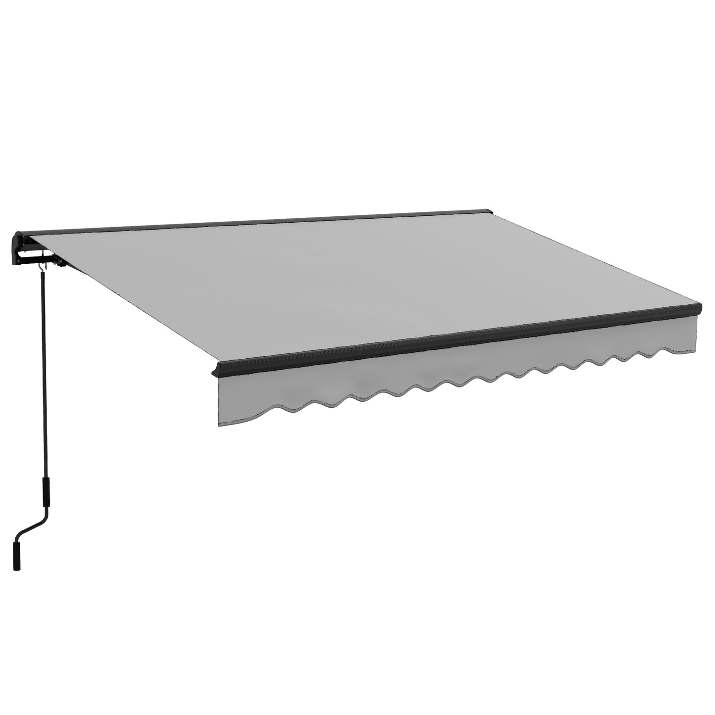 Outsunny 3.5 x 2.5m Aluminium Frame Electric Awning, Retractable Awning Sun Canopies for Patio Door Window, Light Grey