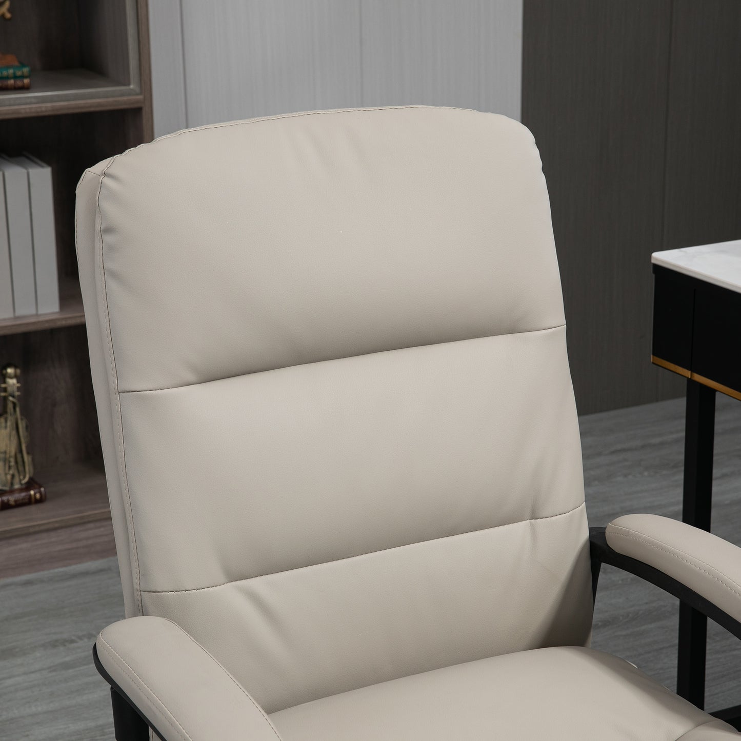 Vinsetto Ergonomic Computer Desk Chair PU Leather Office Chair with Adjustable Height and Swivel Rolling Wheels for Work Study Light Grey