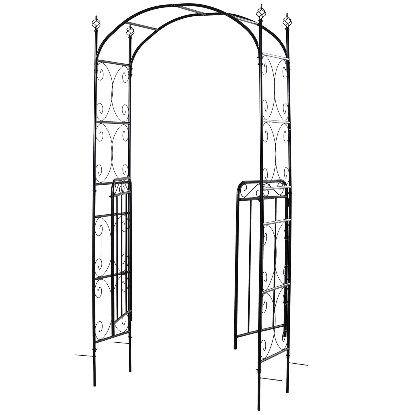 Outsunny Metal Outdoor Garden Gate w/ Arch Black