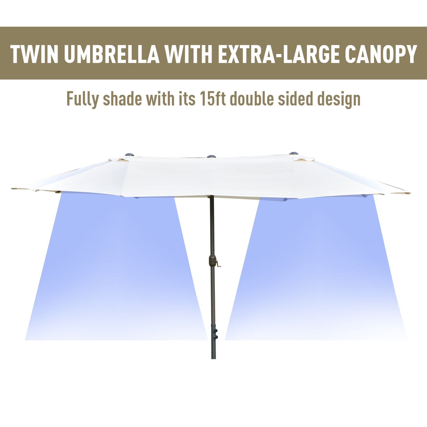Outsunny 4.6m Garden Parasol Double-Sided Sun Umbrella Patio Market Shelter Canopy Shade Outdoor Off White Double-side