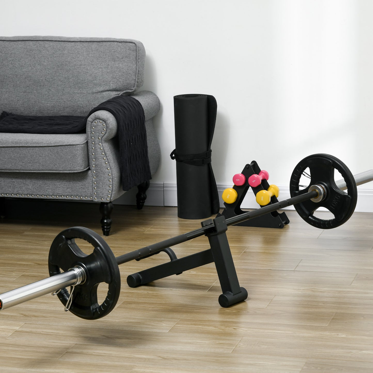 SPORTNOW Deadlift Barbell Jack with NonSlip Handle for Weight Training Black