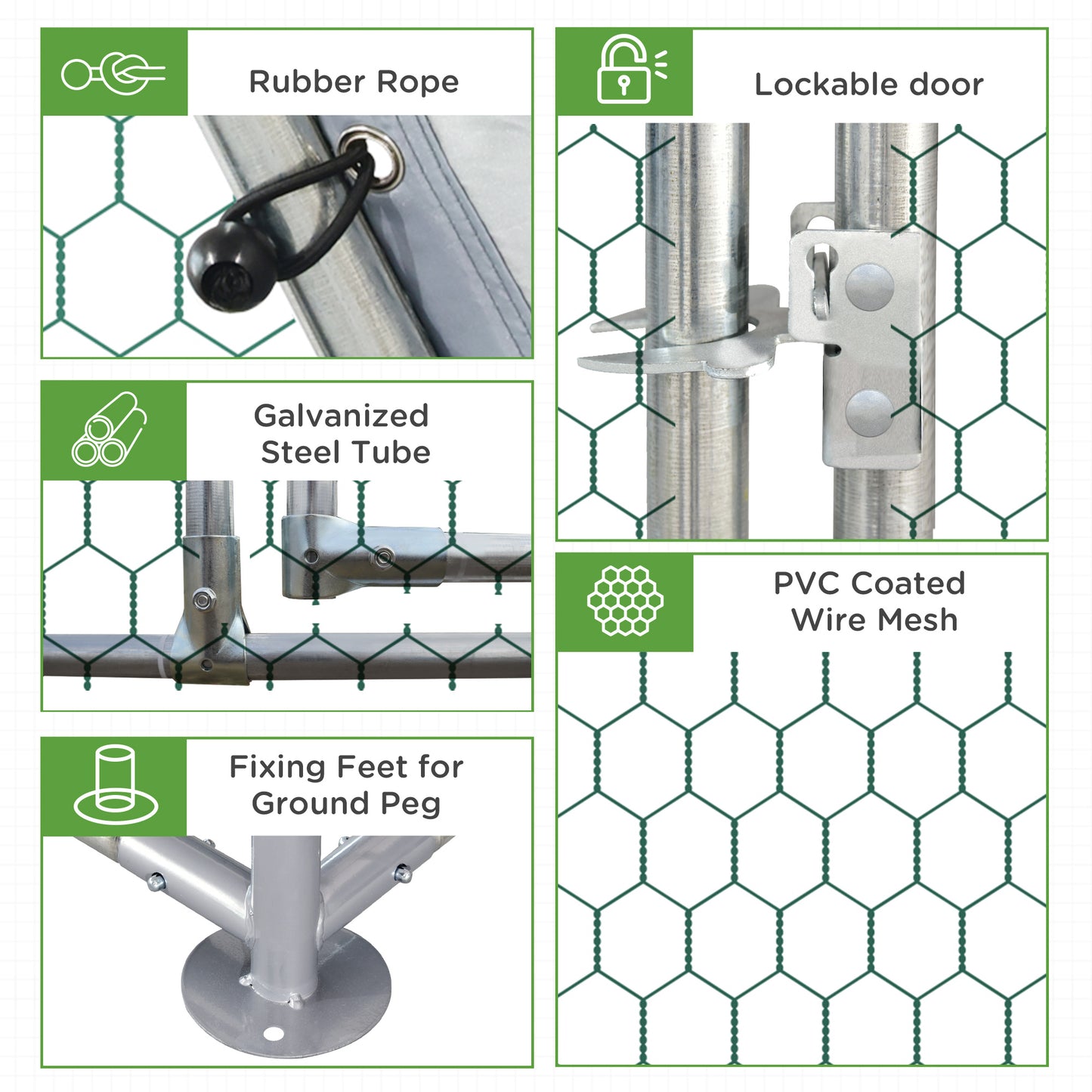 PawHut Chicken Run with Roof, Walk In Chicken Coop Outdoor for 10-12 Chickens, Hen House Duck Pen, 280 x 380 x 195 cm
