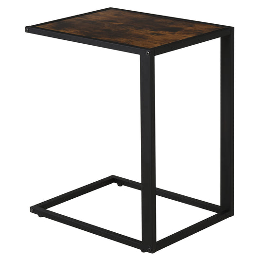 HOMCOM Steel Frame C-Shaped Side Table Brown