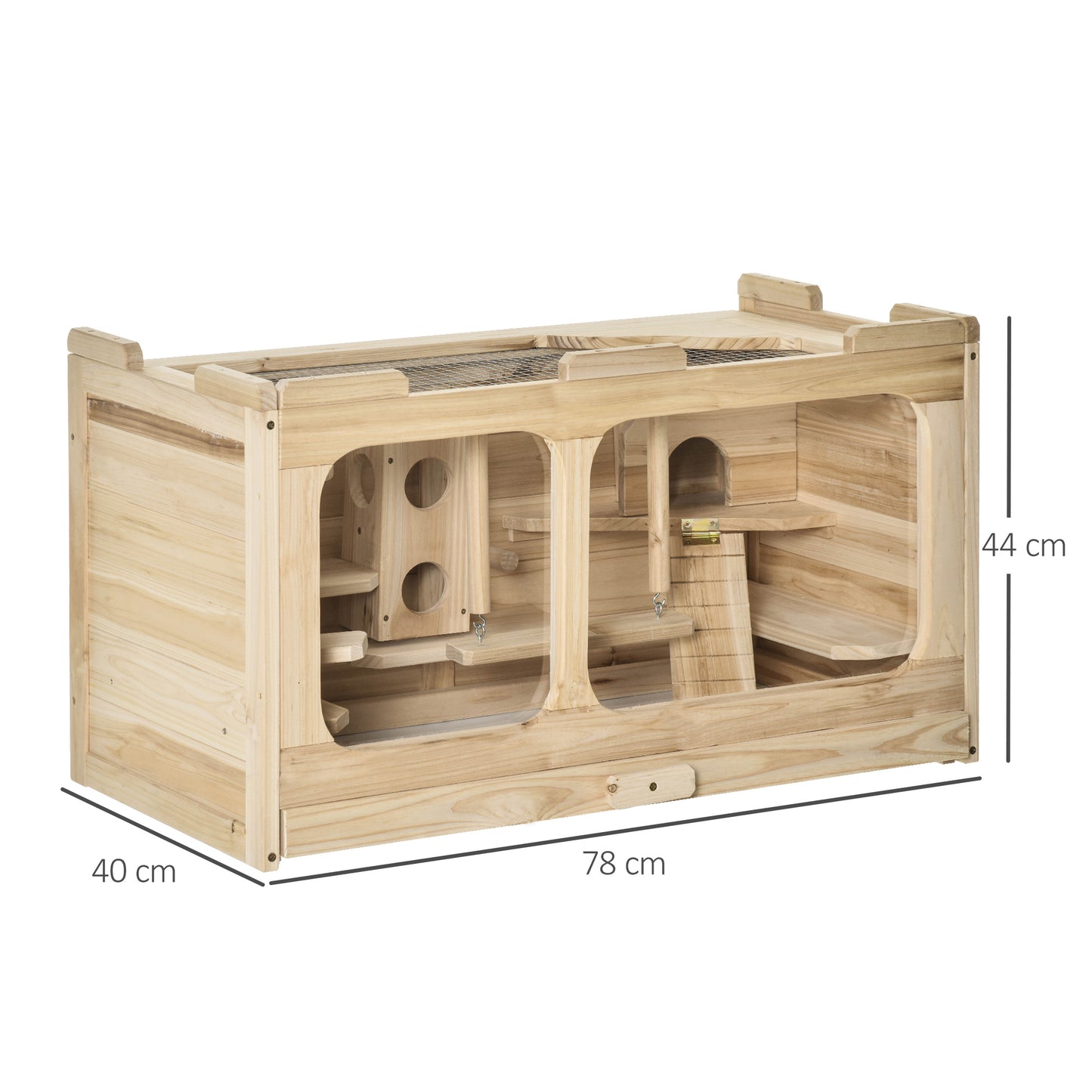 PawHut Wooden Hamster Cage Rodent Small Animal Kit Play House for Indoor