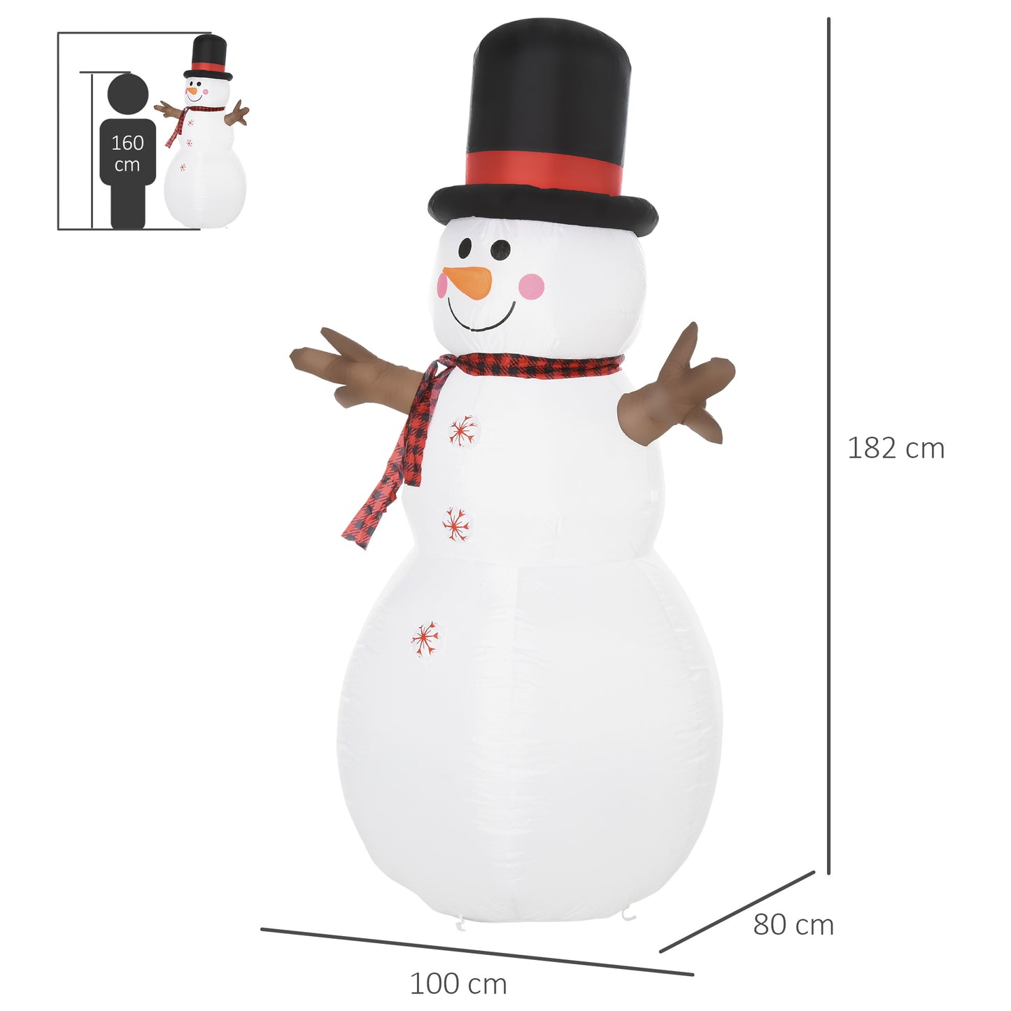 HOMCOM 1.8m LED Polyester Outdoor Christmas Inflatable Snow Man