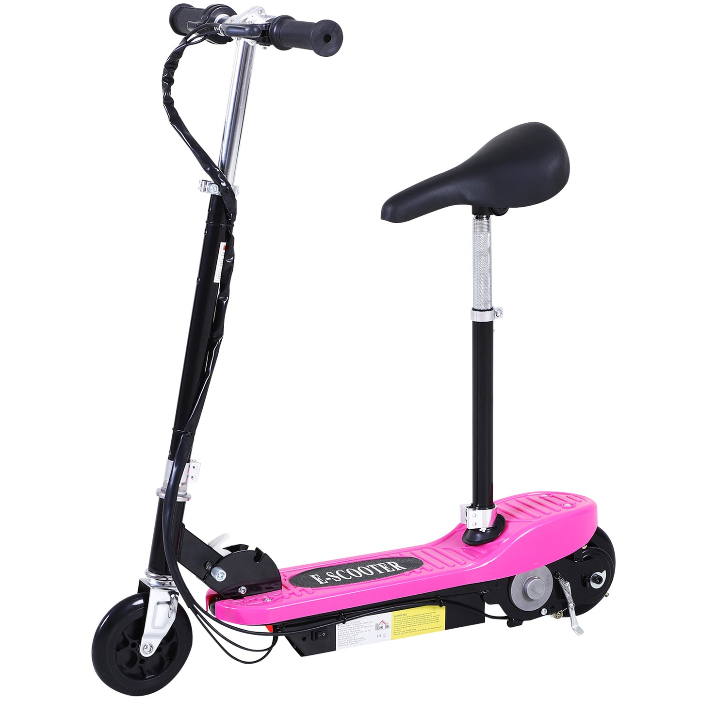 HOMCOM Foldable Electric Scooter for Kids 12V 120W W/Brake Kickstand-Pink