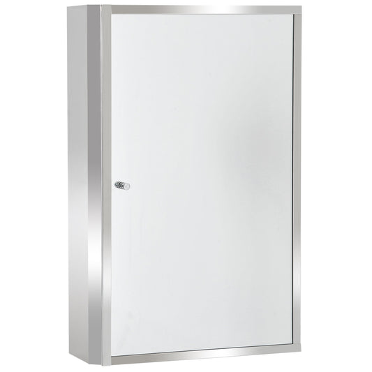 HOMCOM 60L x 40W x 13T cm Stainless Steel Wall Mirror Cabinet-Silver