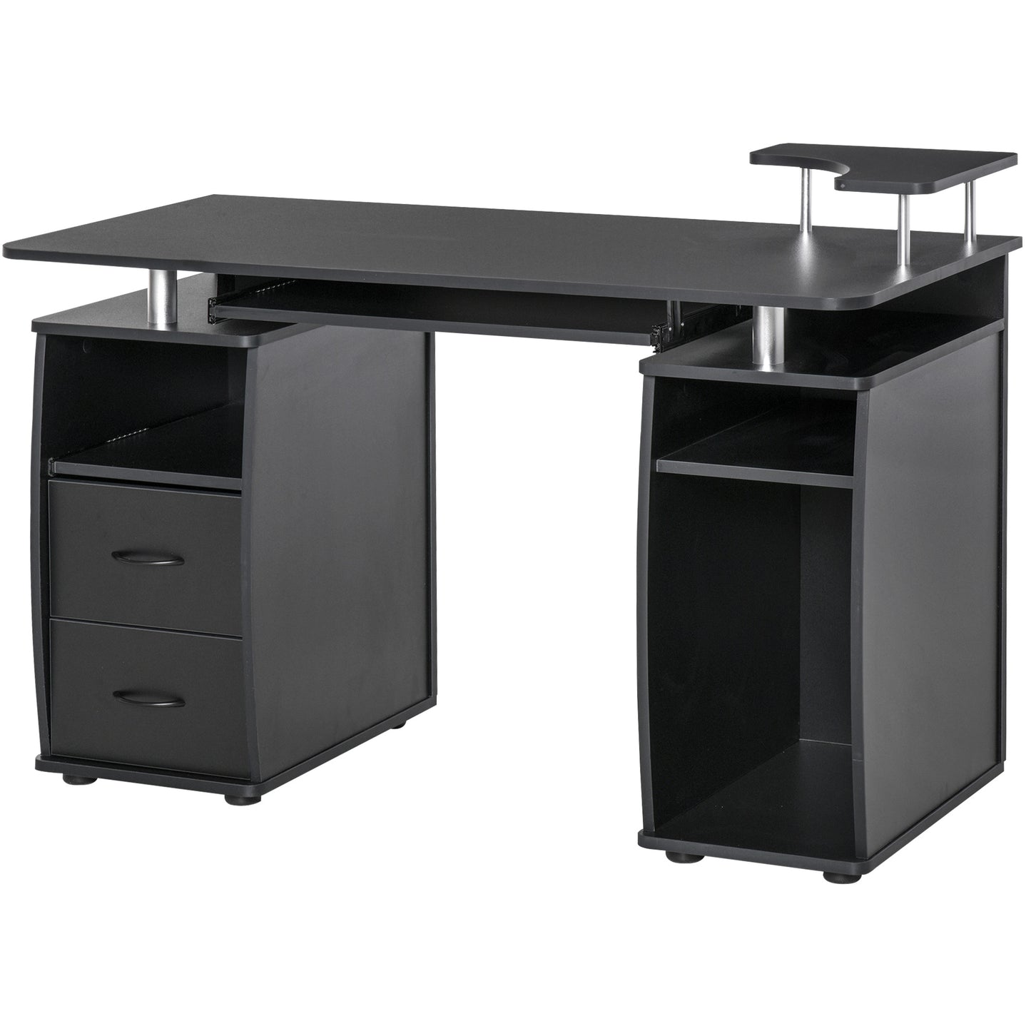 HOMCOM Computer Desk Office PC Table Workstation with  Keyboard Tray, Drawers, Black