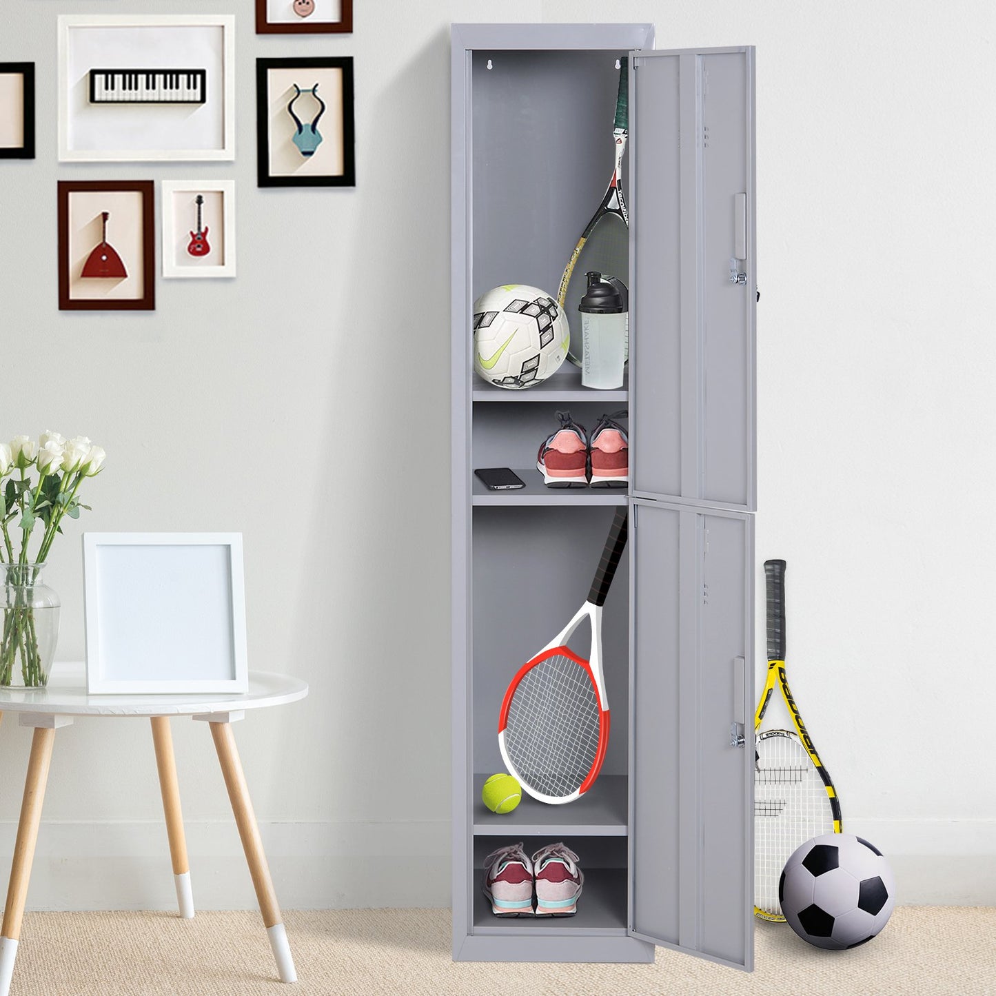 Vinsetto Storage Cabinet, Cold Rolled Steel, 38Wx46Dx180H cm-Grey