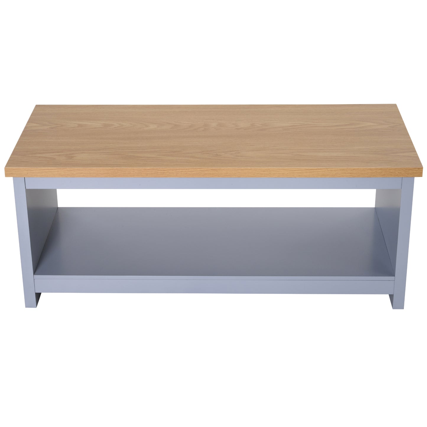 HOMCOM Coffee Table w/Open Display Wood Effect Tabletop Retro Rustic Style Chic Storage Grey