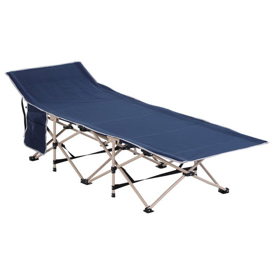 Outsunny Oxford Cloth Folding Single Camping Bed Lounger Blue