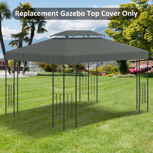 Outsunny 3x4m Gazebo Replacement Roof Canopy 2 Tier Top UV Cover Garden Patio Deep Grey