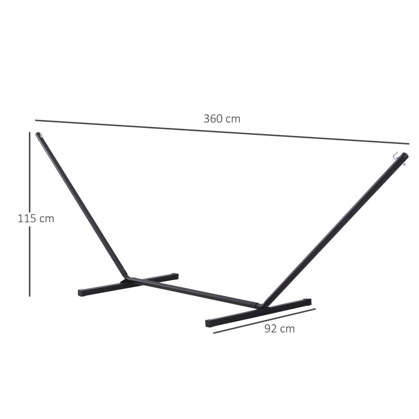 Outsunny 3.6m Extra-long Metal Hammock Stand Universal Fit Garden Camping Picnic