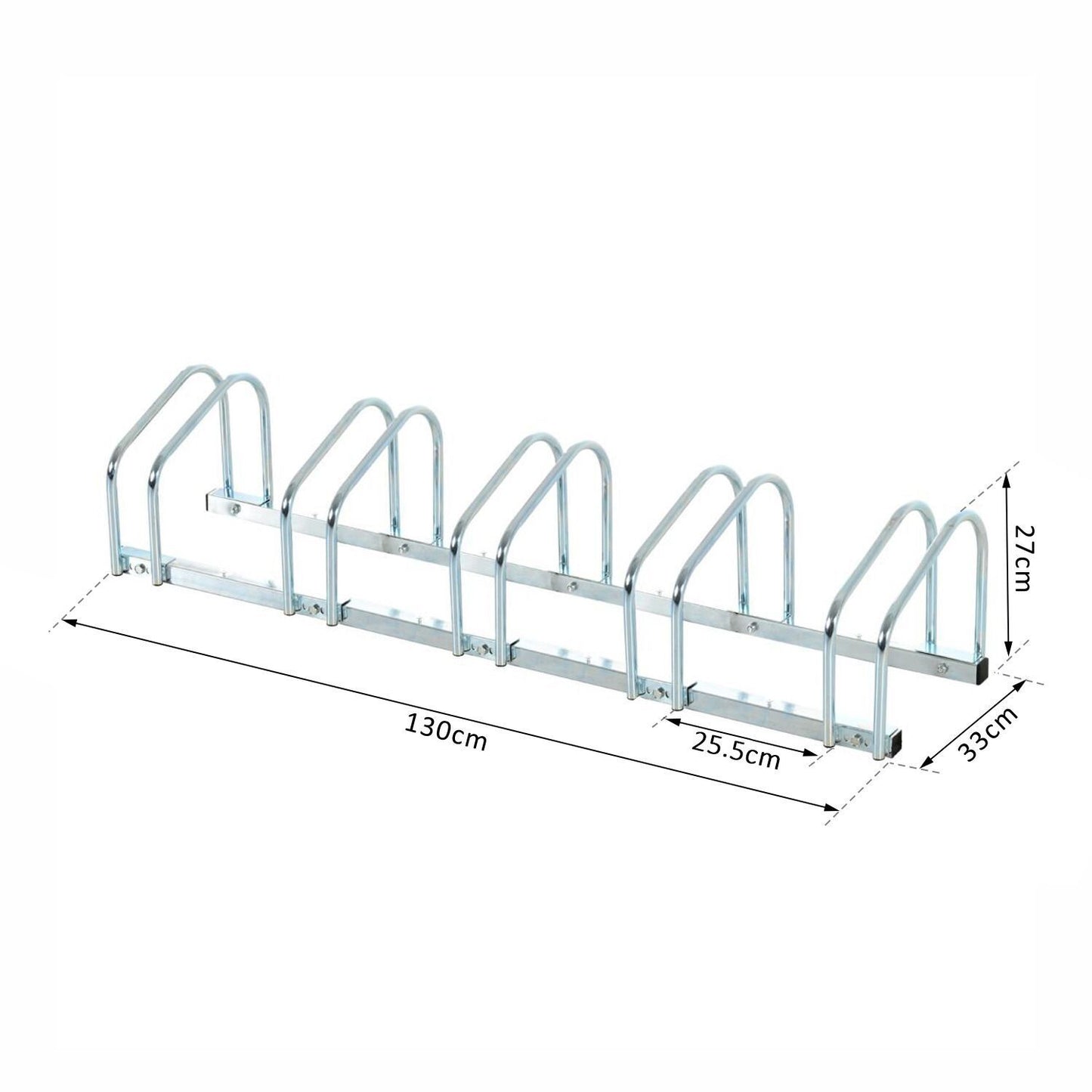 HOMCOM 5-Bike Floor Parking Stand-Silver