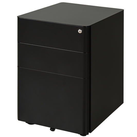 Vinsetto Metal 3-Drawer Filing Cabinet w/ Lock Black