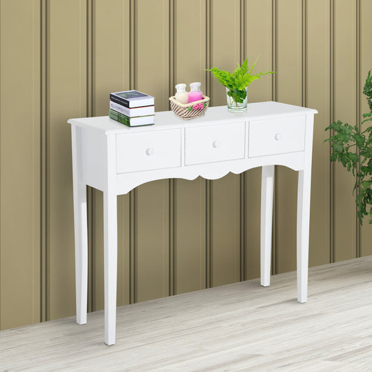 HOMCOM 100Wx32Dx85H cm 3-Drawer Dressing Table-White