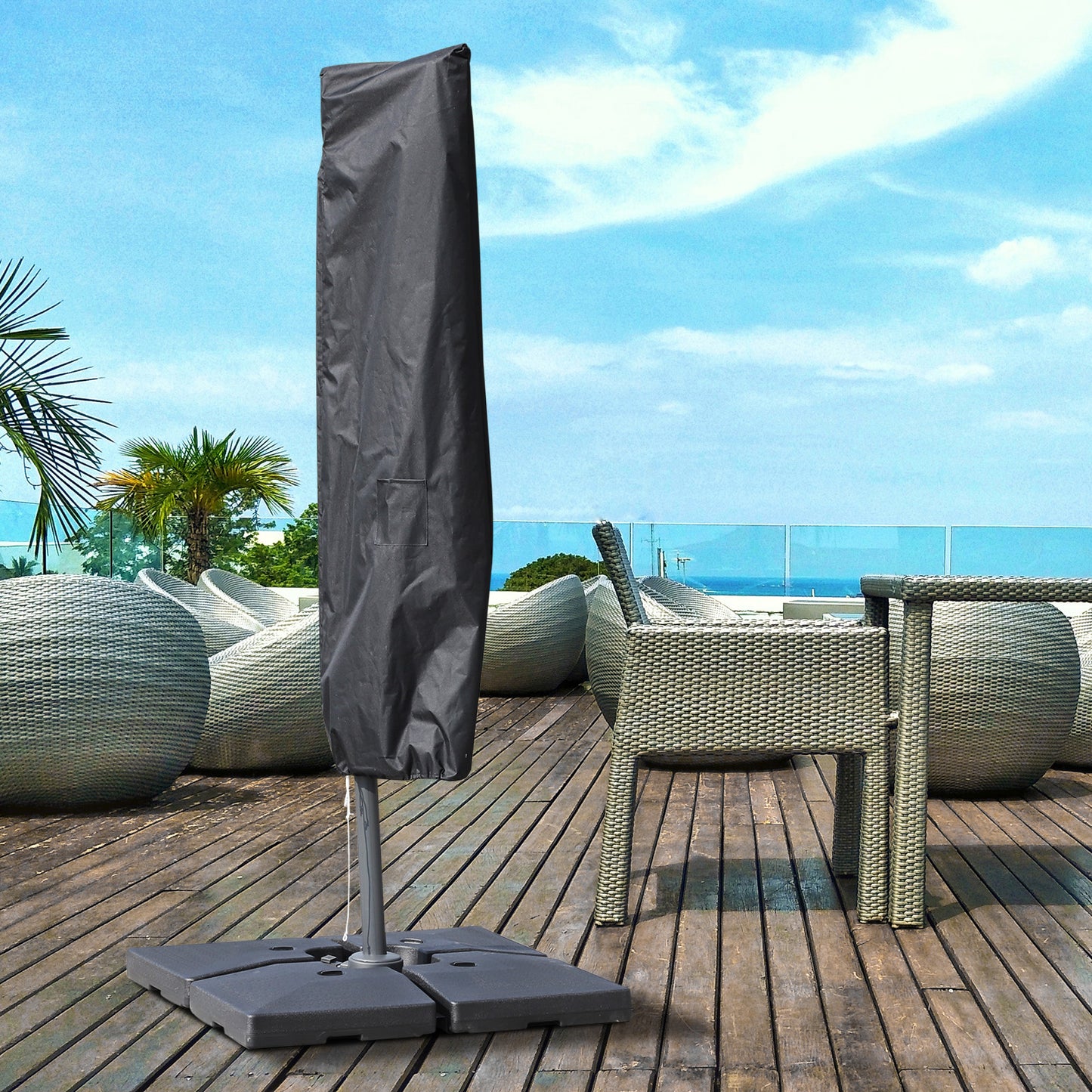 Outsunny Umbrella Parasol Cover, 200Lx50/80W cm-Black