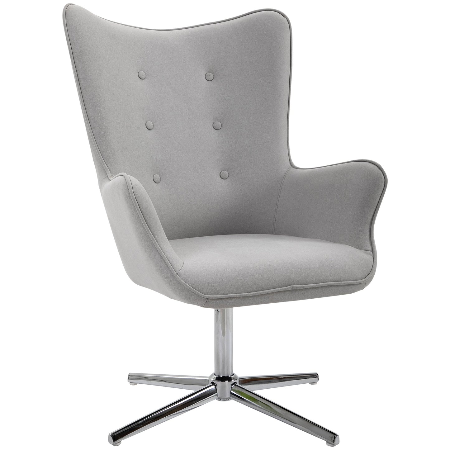 HOMCOM PU Leather Tufted Swivel Accent Chair Grey