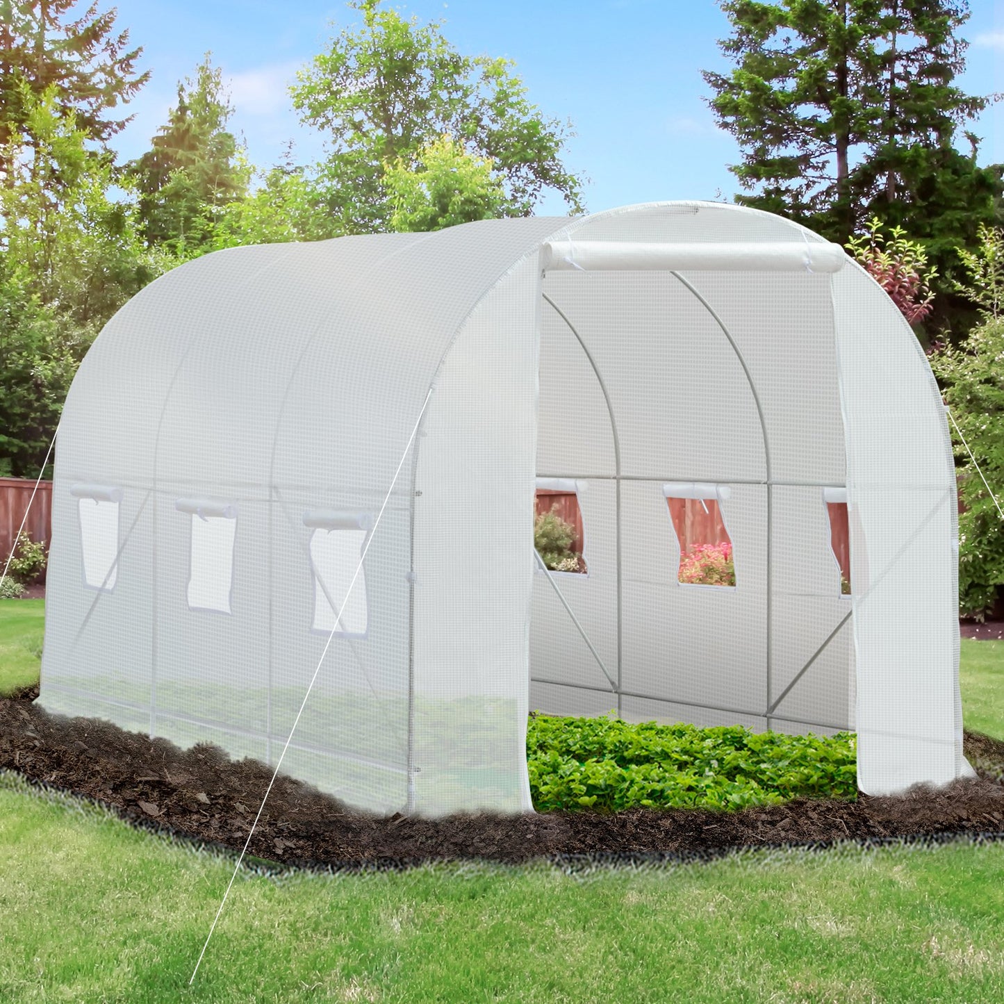 Outsunny 3.5 L x 2 W x 2H m Walk-in Greenhouse-White