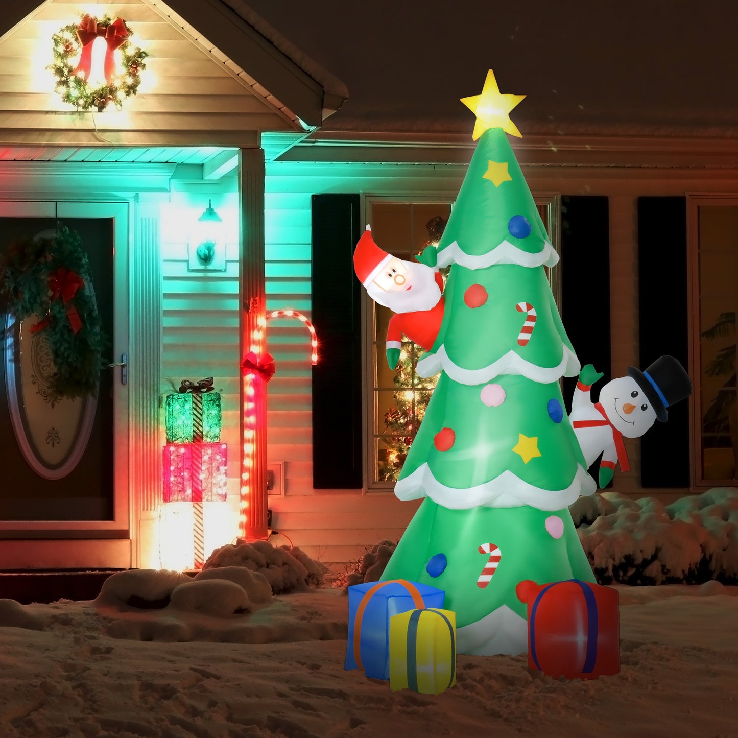 HOMCOM 2.1m Christmas Inflatable Tree LED Lighted for Indoor Outdoor Decoration