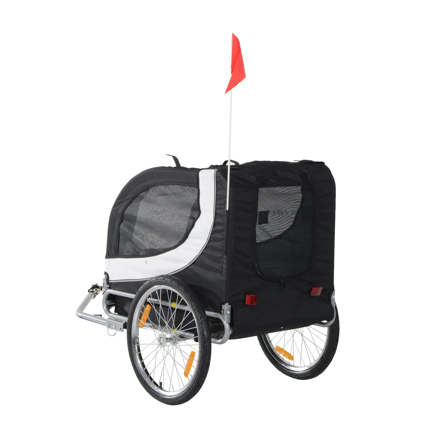 PawHut Folding Dog Bike Trailer Pet Bicycle Jogger Travel Carrier-Black & White